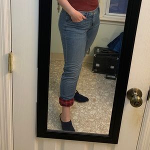 Flannel lined Eddie Bauer straight leg jeans